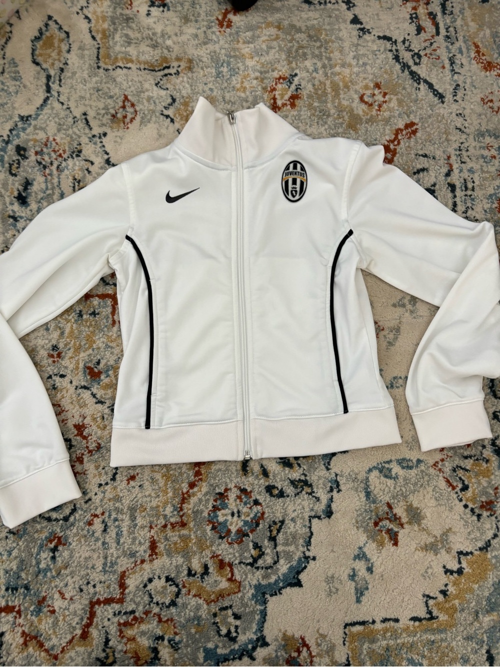 Nike White Full-Zip Varsity Jacket with Juventus Crest